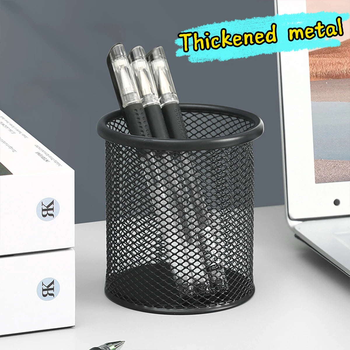 Multifunktionaler Metall-Stifthalter rund und quadratisch für Büro