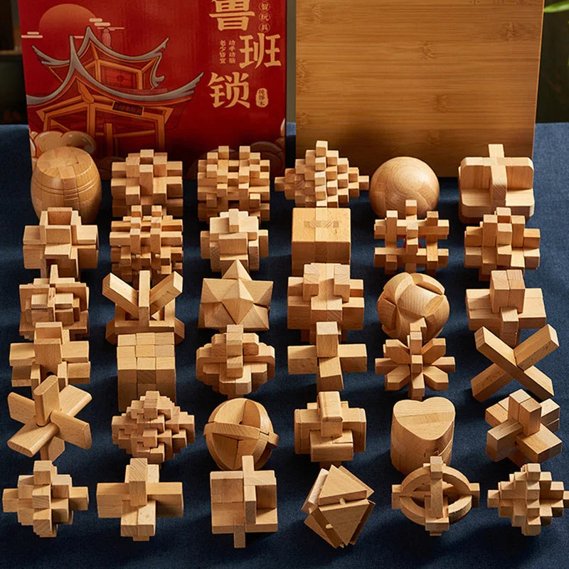 6-teiliges Holz Rätselwürfel Set für IQ Herausforderung