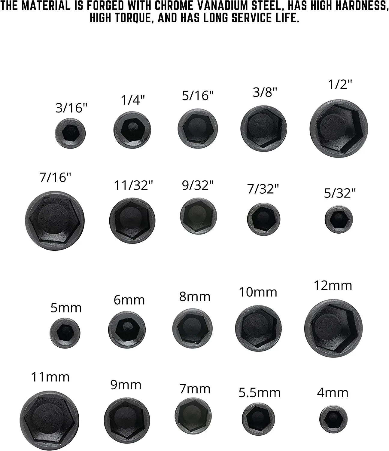 9-teiliges Steckschlüssel Bit-Set 5mm bis 13mm