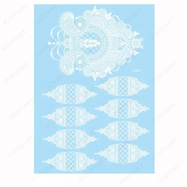 Weiße Henna Temporäre Tattoos für Frauen Hand Mehndi Party Körperkunst