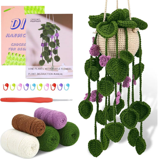 1-teiliges Häkel-Starter-Set für hängende Topfpflanzen mit Video-Tutorial