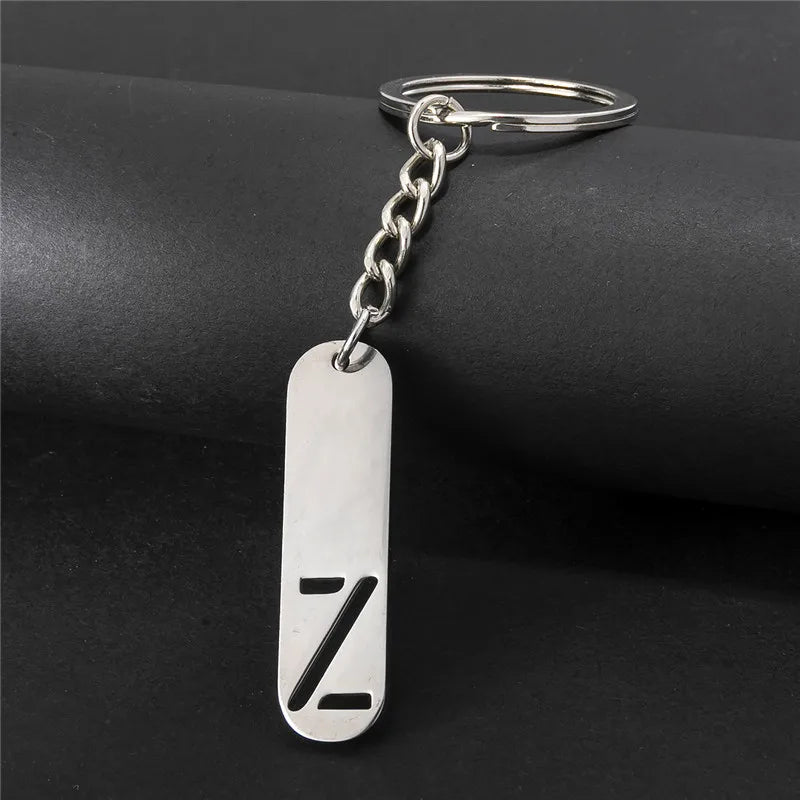 Edelstahl A-Z Buchstaben Schlüsselanhänger Metall Charm Unisex Geschenk