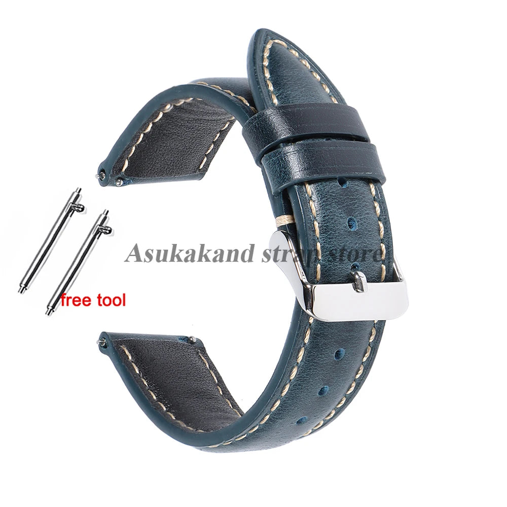 Vintage braunes Echtleder Uhrenarmband 18-24mm mit Dornschließe