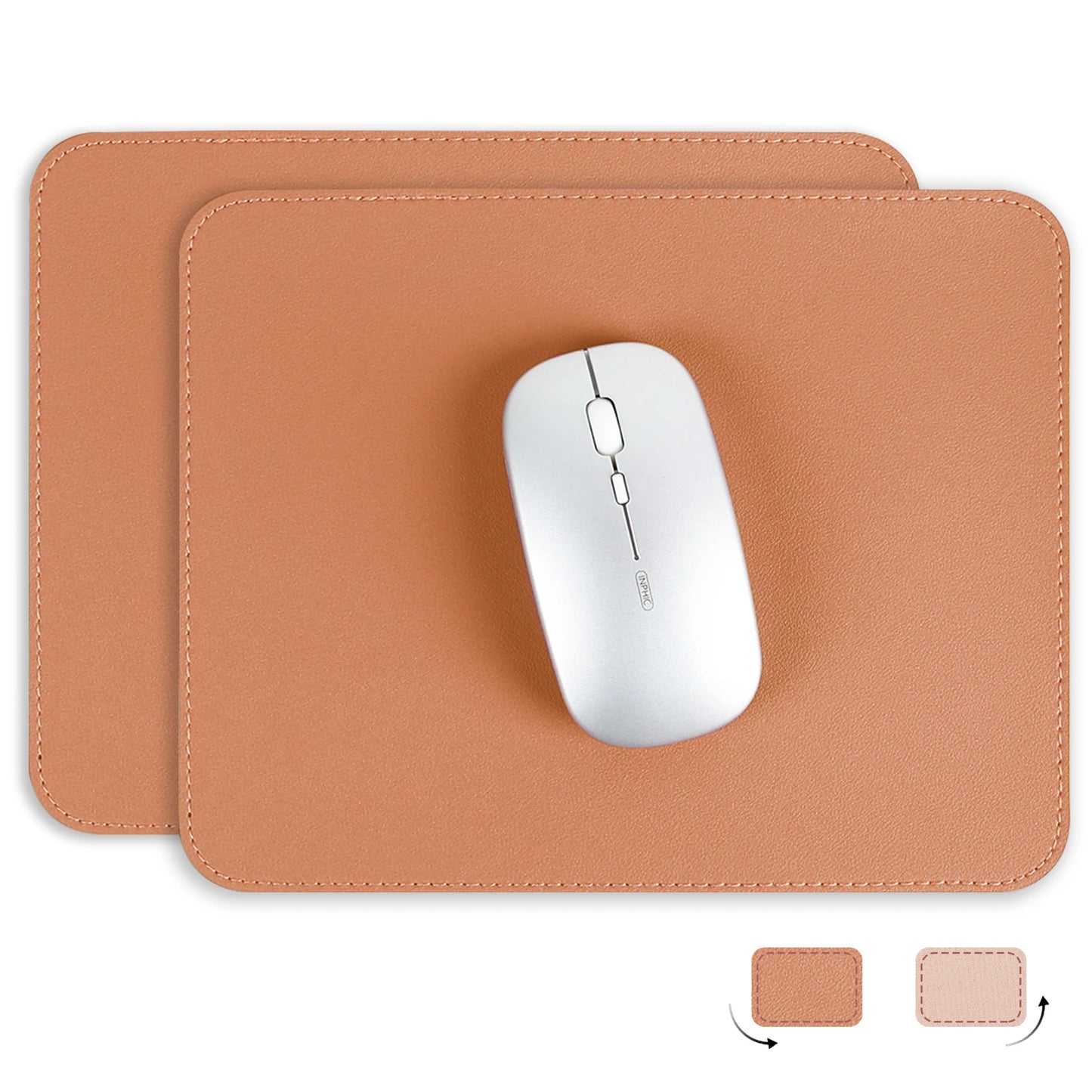 2er Set Leder-Mauspads mit genähtem Rand für komfortables Arbeiten