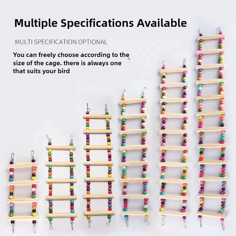 Natürliche Holzvogel Leitern Kletterspielzeug mit bunten Kugeln für Sittiche
