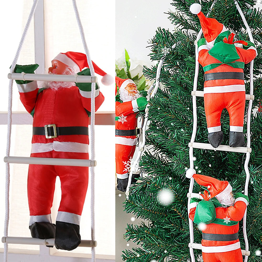 Kletternder Weihnachtsmann Figur 25cm für festliche Baum Dekoration