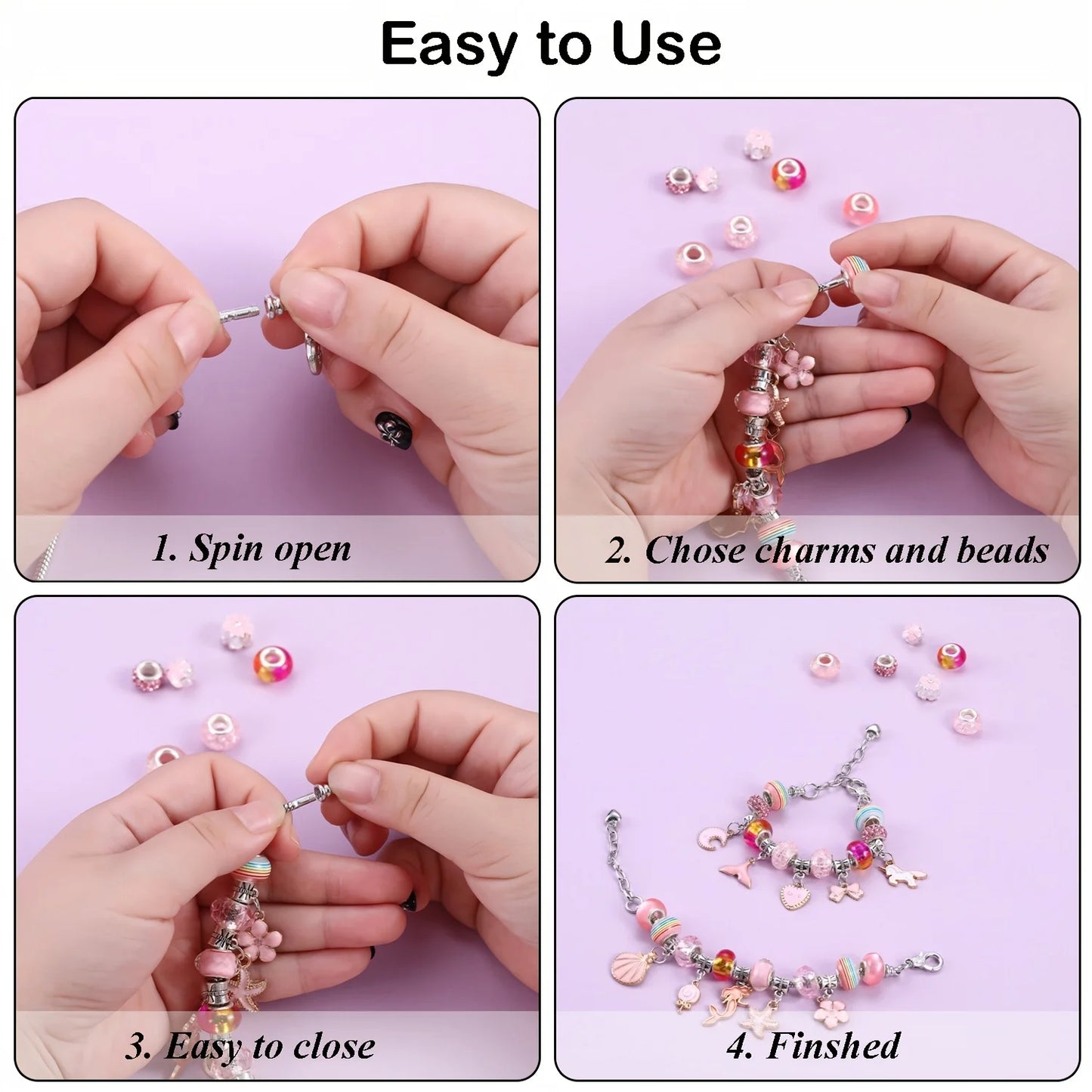 64tlg Set schwarze Katzen Panda Charms DIY Schmuck Armband Zubehör