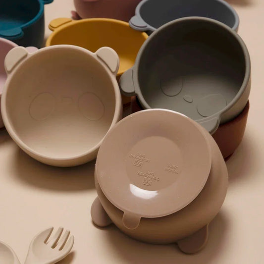 BPA-freie Silikon Baby Fütterung Schüssel Cartoon Panda Rutschfestes Geschirr