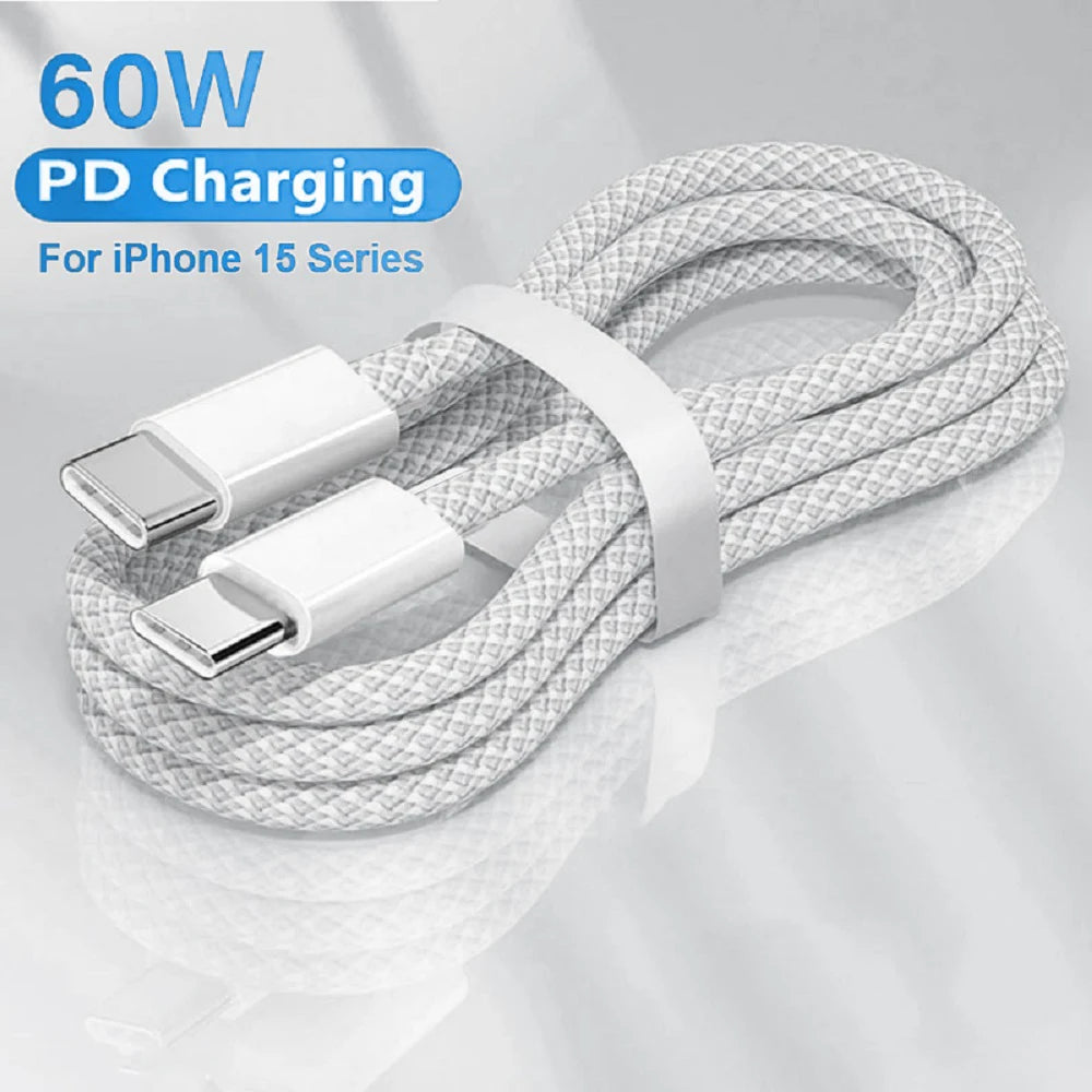 USB C auf Typ C Schnellladekabel 60W – Geflochtenes Datenkabel für Geräte