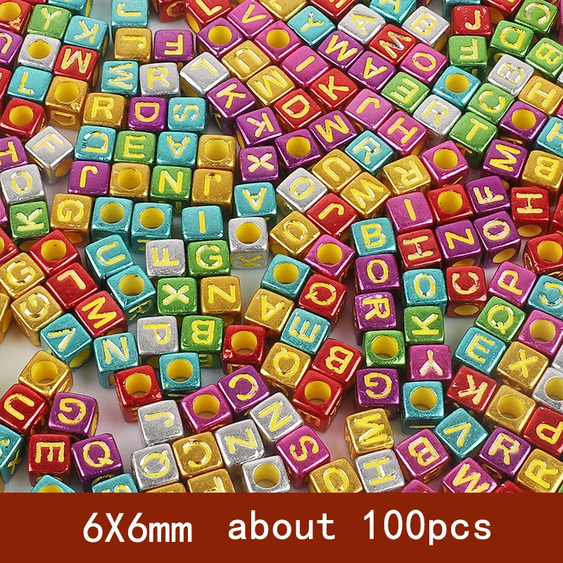 6x6mm Quadratische Acryl Alphabet Perlen für DIY Schmuck Basteln