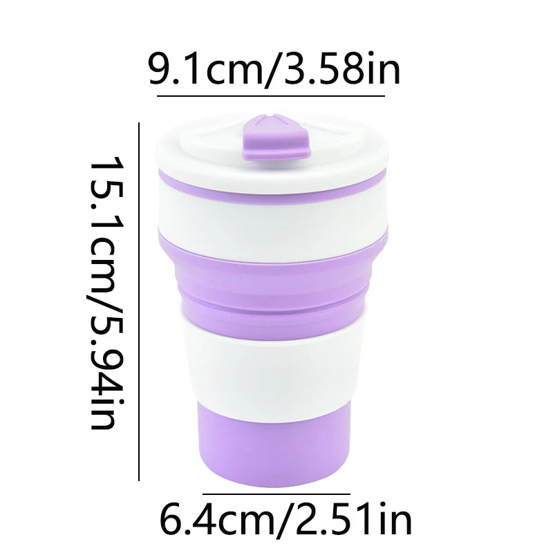 Tragbarer faltbarer Silikonbecher mit Deckel, hitzebeständig und umweltfreundlich - Yabubest - Home & More