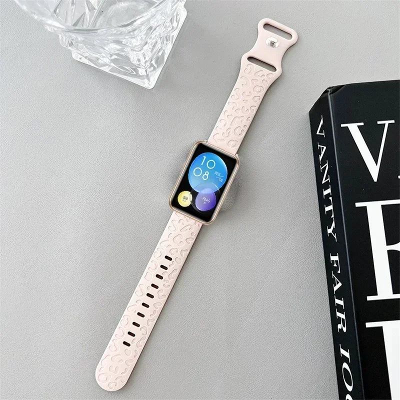 Leopard Print Silikonarmband – stylisch, flexibel - kompatibel mit Huawei Watch Fit 3/4