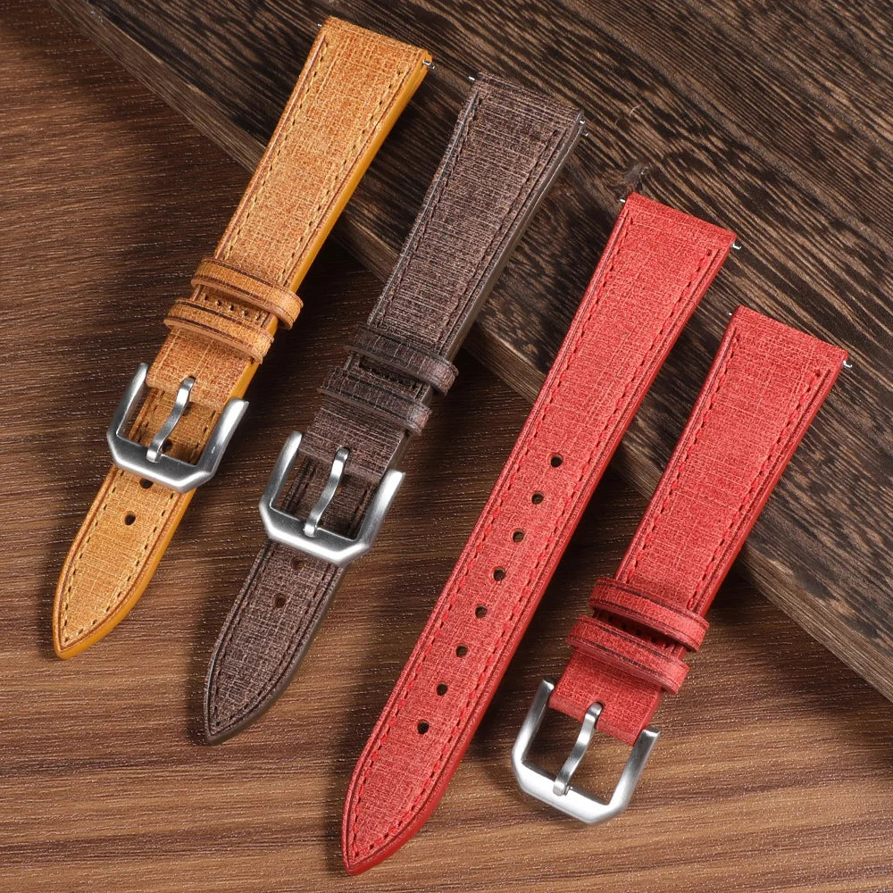 20 mm 22 mm Leder Uhrenarmband handgefertigt mit Leinenstruktur Schnellverschluss-Yabubest - Home & More