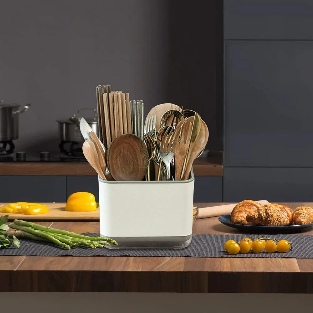 Doppelschichtiger abnehmbarer Essstäbchenhalter und Besteck-Organizer Kunststoff