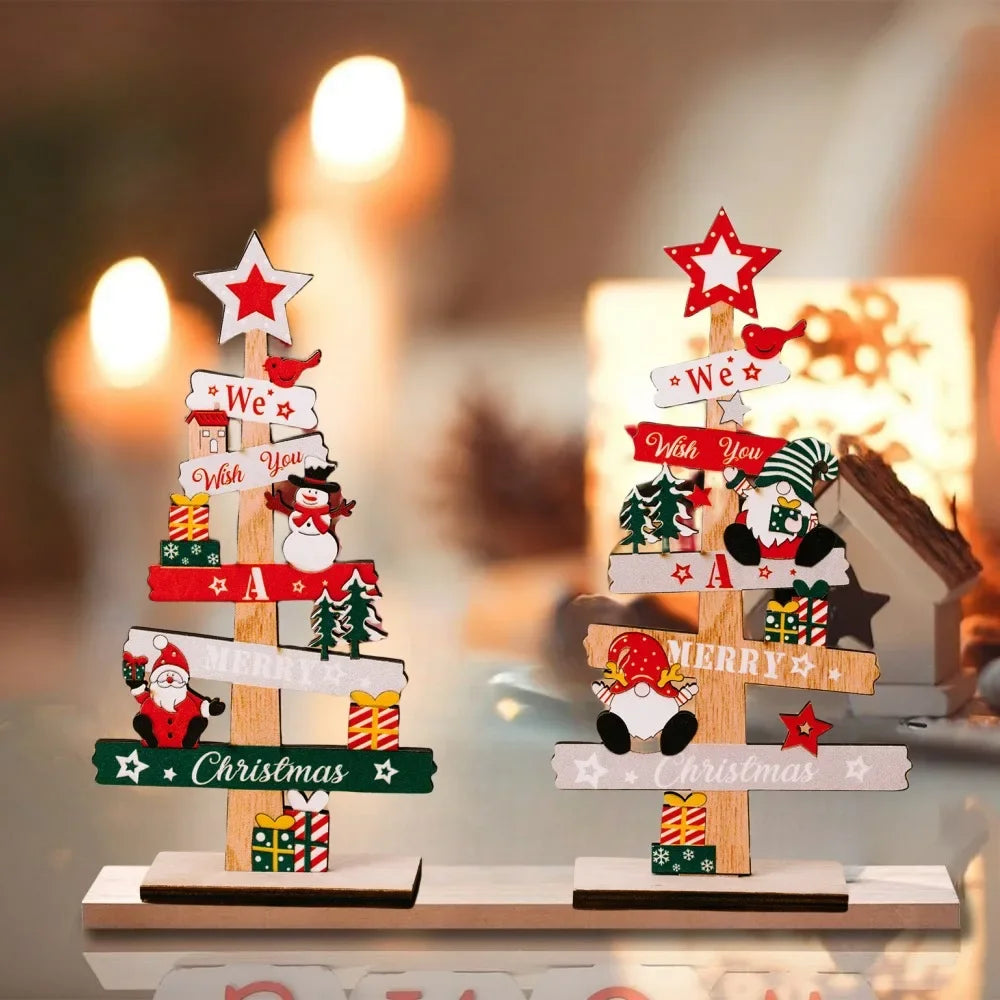 Weihnachtsmann und Weihnachtsbaum DIY Holzhandwerk Wanddekoration