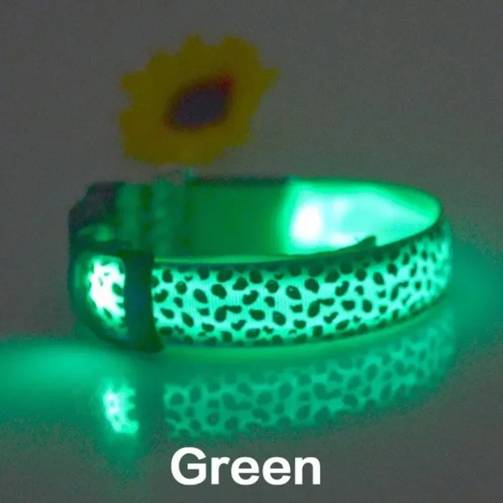 Leuchtendes LED Hundehalsband Leopardenmuster für Nachtsicherheit