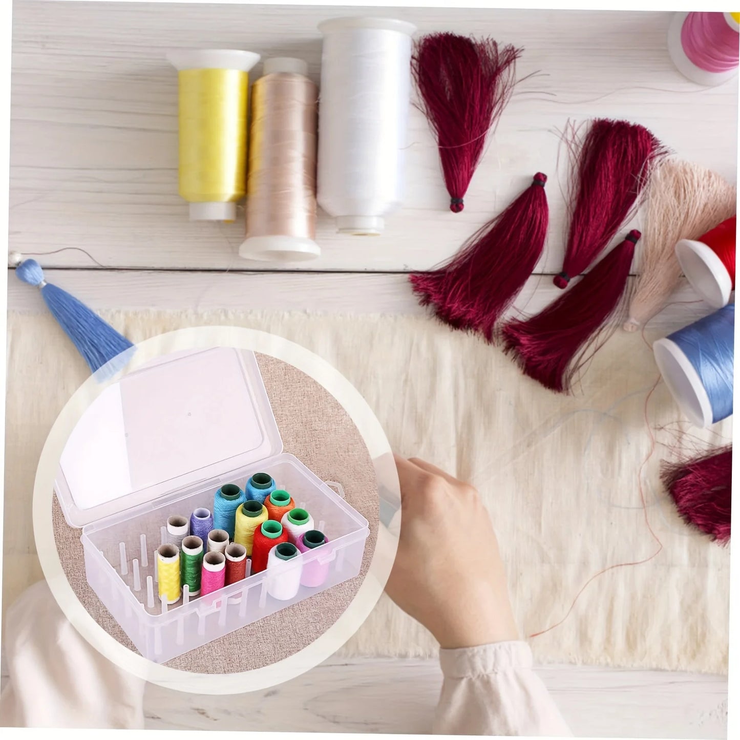 Nähgarn Sortierbox für 42 Spulen – Tragbare Aufbewahrung für Nähzubehör