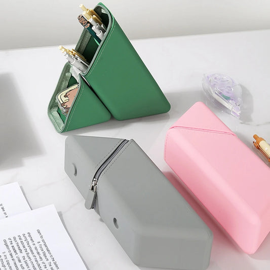 Faltbares Silikon-Federmäppchen mit großem Fassungsvermögen und Organizer