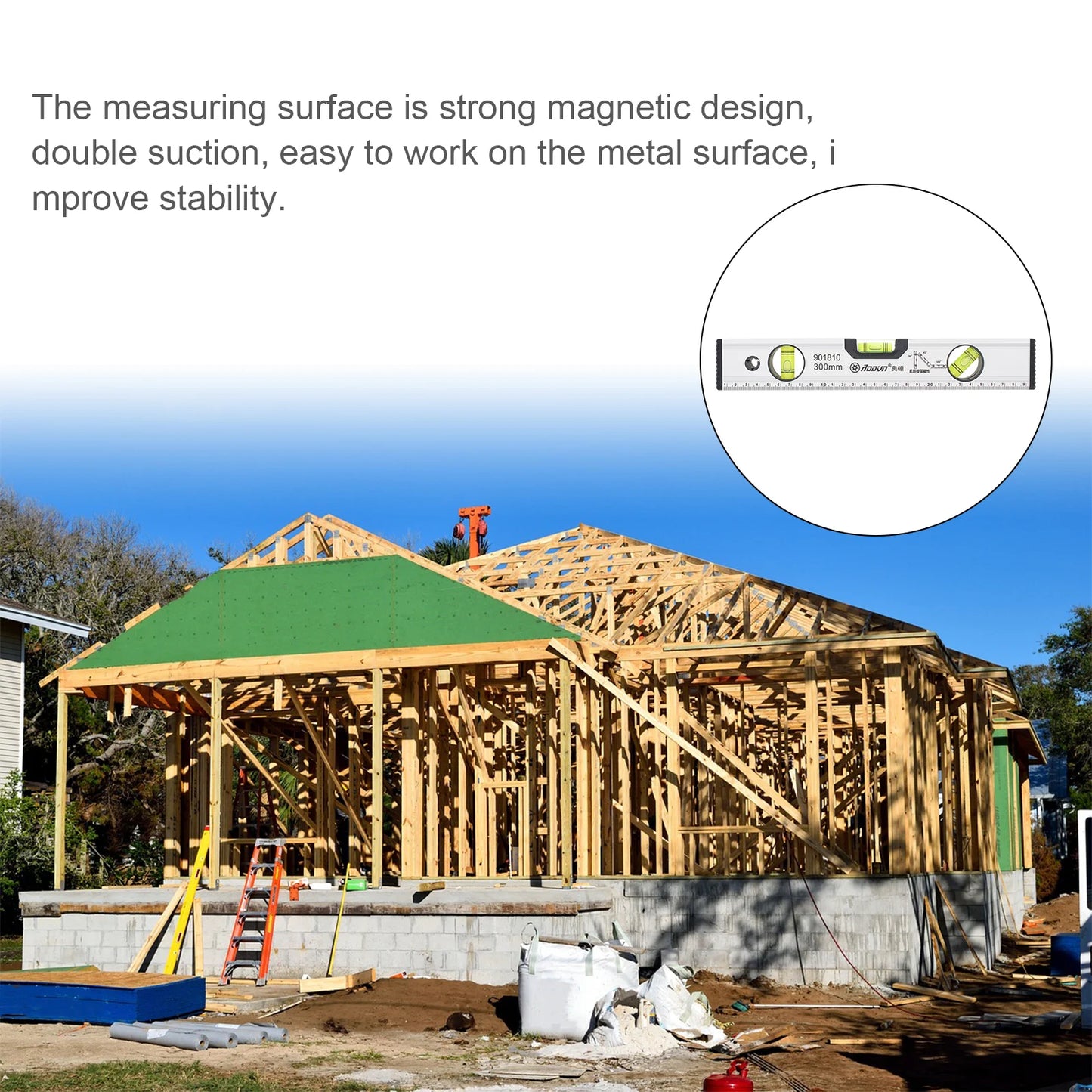 300mm Präzisions-Magnetmeter Aluminium Legierung mit Blister und Mm Skala