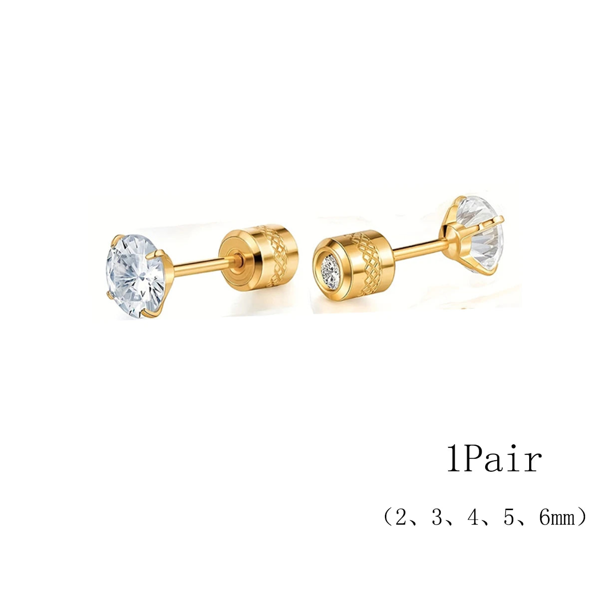 2er Set Edelstahl Ohrstecker mit kubischen Zirkonia Muster