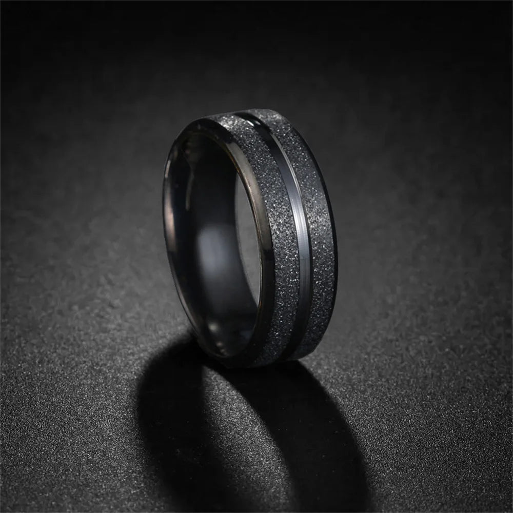 8mm Herren Edelstahl Ring mattiert sandgestrahlt Fingerring Geschenk