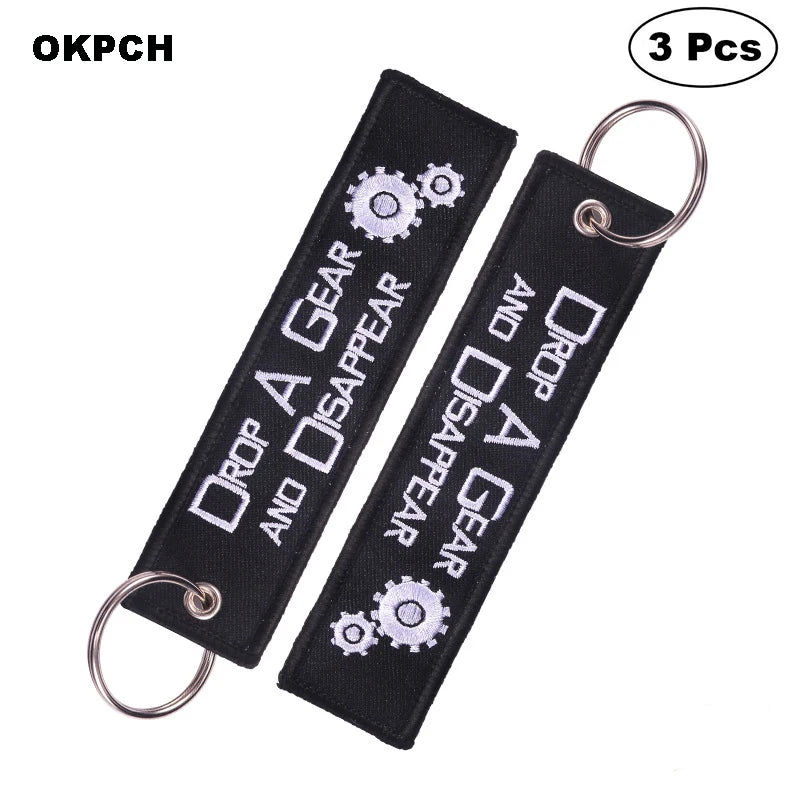 3-teiliges Schlüsselanhänger Set Bestickte Metallanhänger für Autos Motorräder