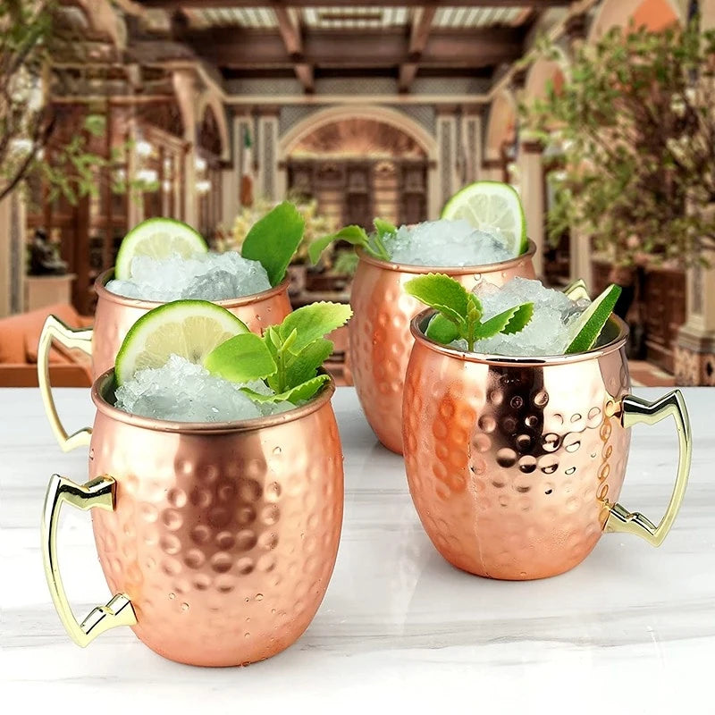 Vielseitiger 530ml Edelstahlbecher – Stilvoll für Moscow Mule, Bier & Kaffee in Schwarz & Roségold