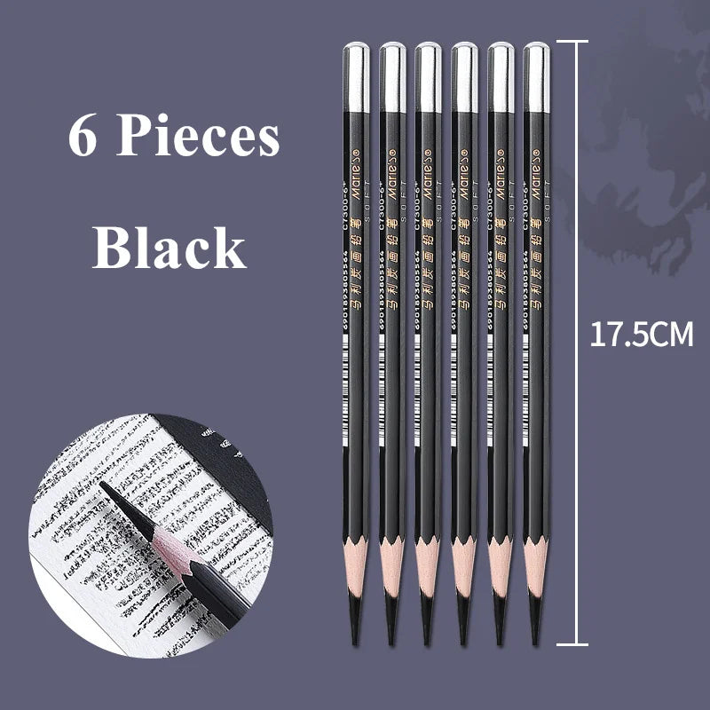 6-teiliges Zeichenbleistifte Set für Schwarz Weiß Skizzen-Yabubestshop