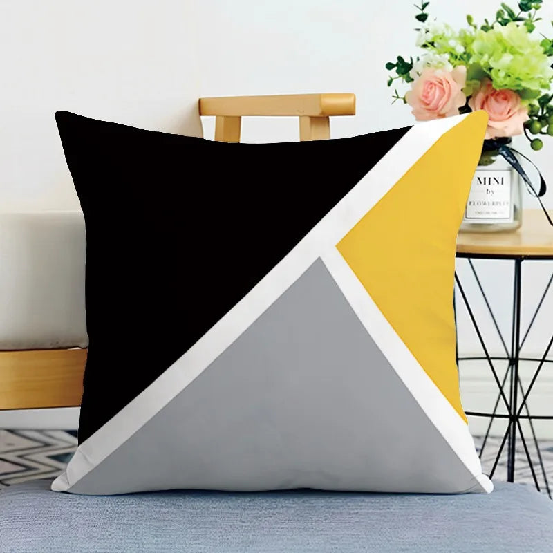 Geometrischer Kissenbezug Gelb Schwarz für Sofa und Wohnzimmer