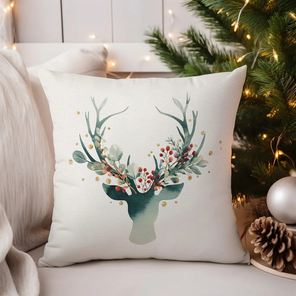 Gemütlicher Kissenbezug mit Highland Kuh und Holly Muster