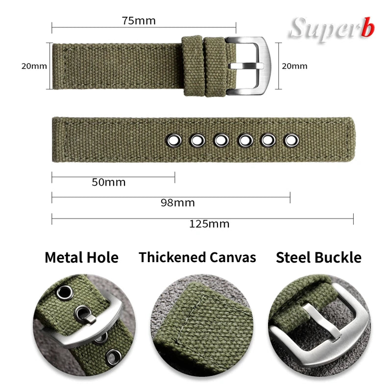 Nylon Uhrenarmband 20 22 24mm Sport Militär Stil – für Smartwatch u. Uhr