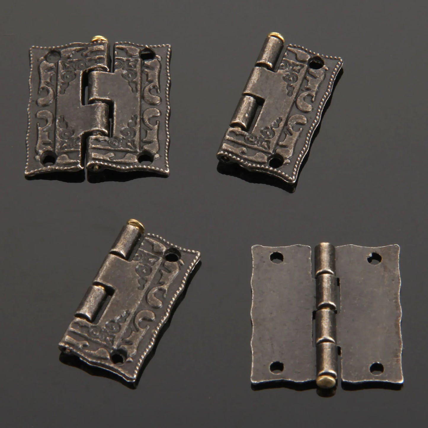 4 Stück Vintage Schrankscharniere antike Bronze Möbelbeschläge mit Schrauben