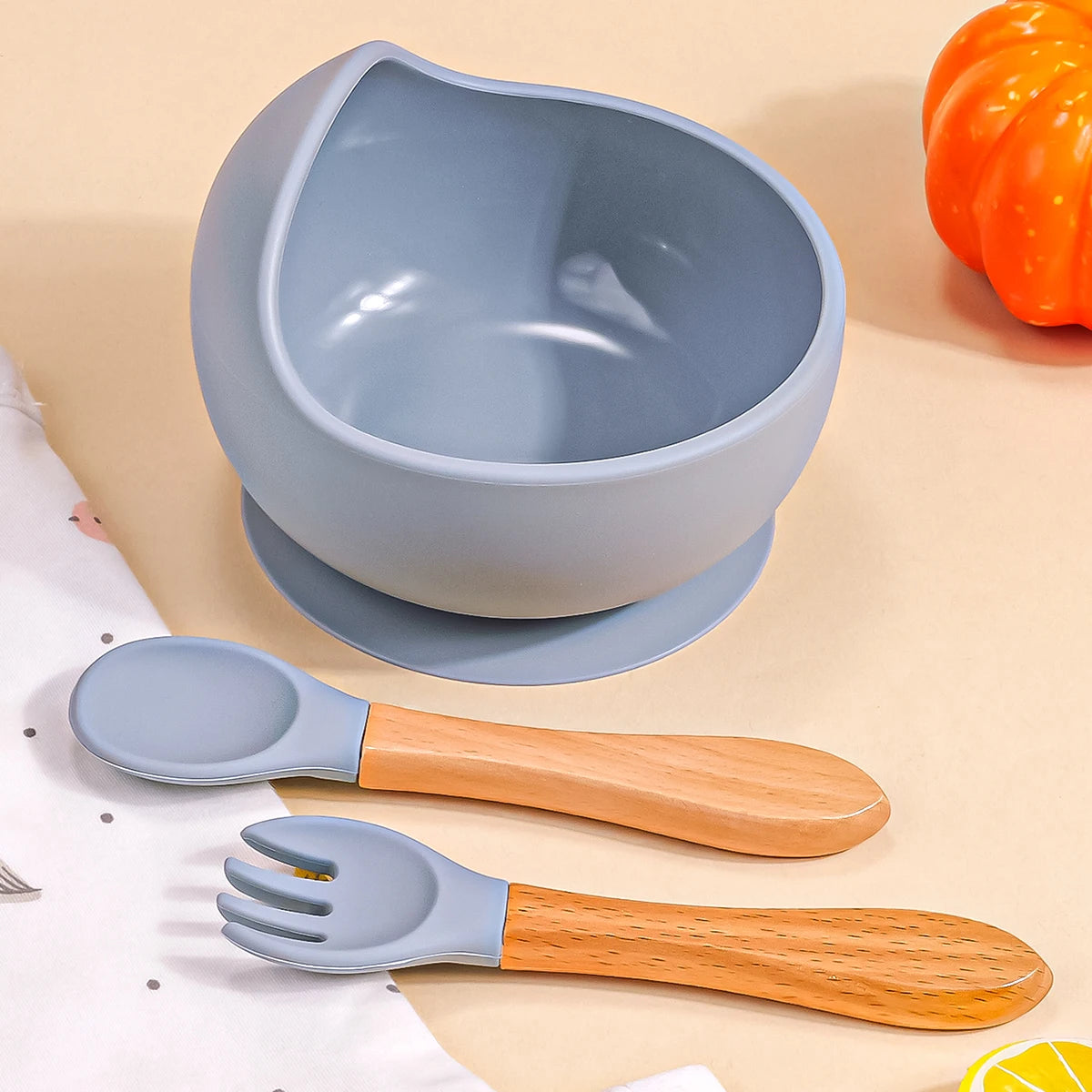 3-teiliges Silikon Baby Fütterungsset wasserdichte Saugeschüssel mit Löffel