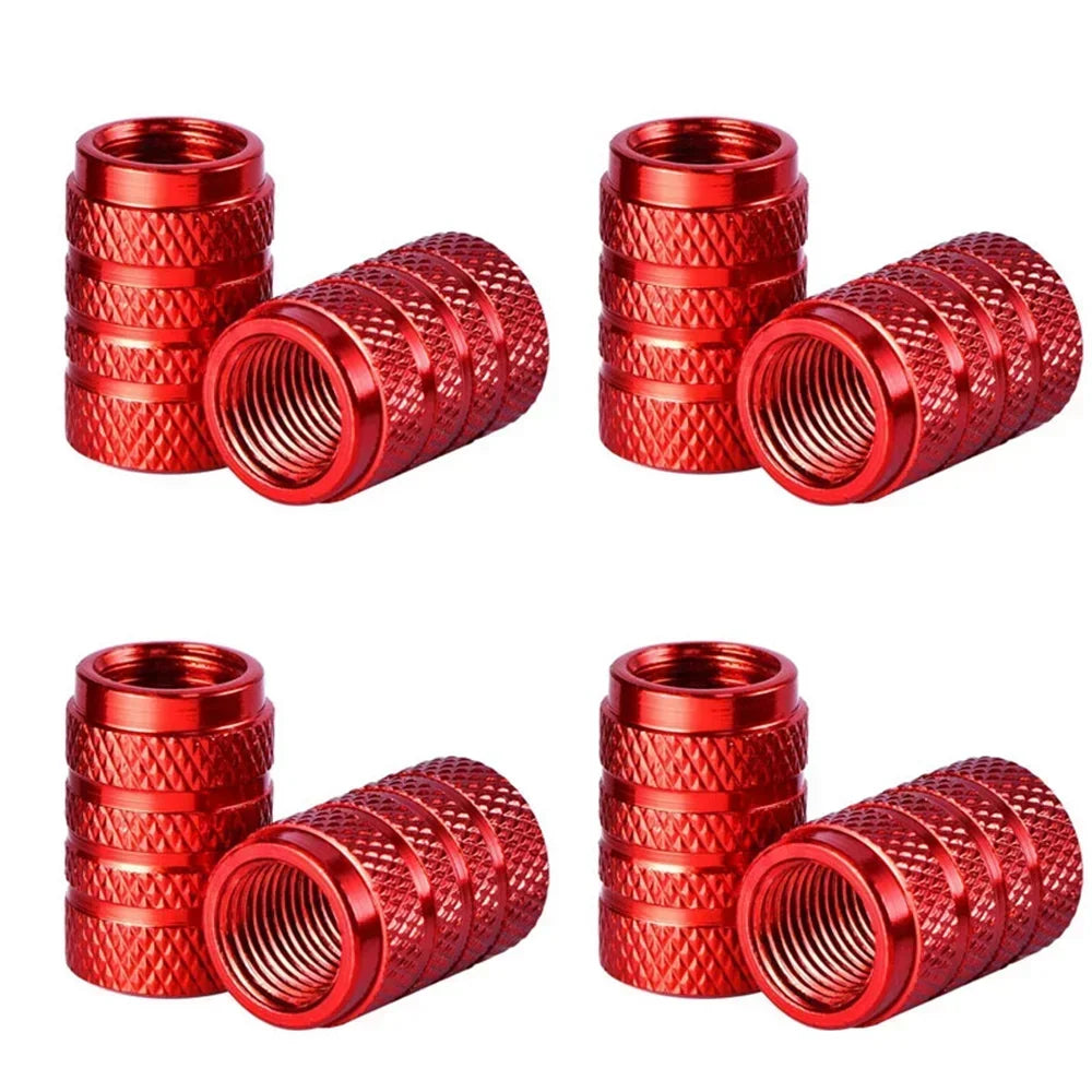 4er Set Aluminium Ventilkappen Rändelung Stil für Auto Reifen Ventile