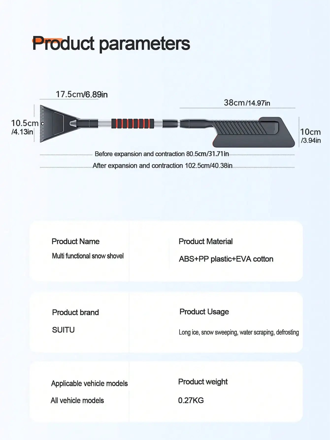 Abnehmbare Auto-Schneeschaufel mit Teleskop-Eiskratzer Winter Schneereinigung