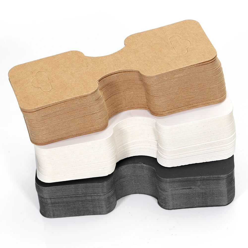 50 Kraftpapier-Karten 3,5x9 cm faltbar Schmuckverpackungset