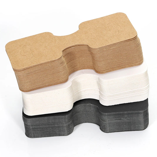 50 Kraftpapier-Karten 3,5x9 cm faltbar Schmuckverpackungset