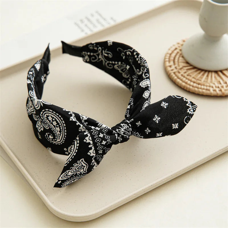 Paisley Bandana Stirnband mit Hasenohren Schleife Mode Haarband Damen