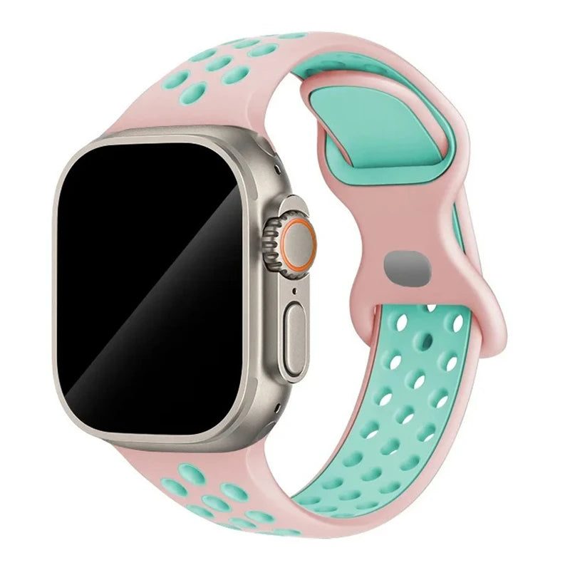 Sportliches Silikonarmband kompatibel mit Smartwatch 38-49 mm Modelle