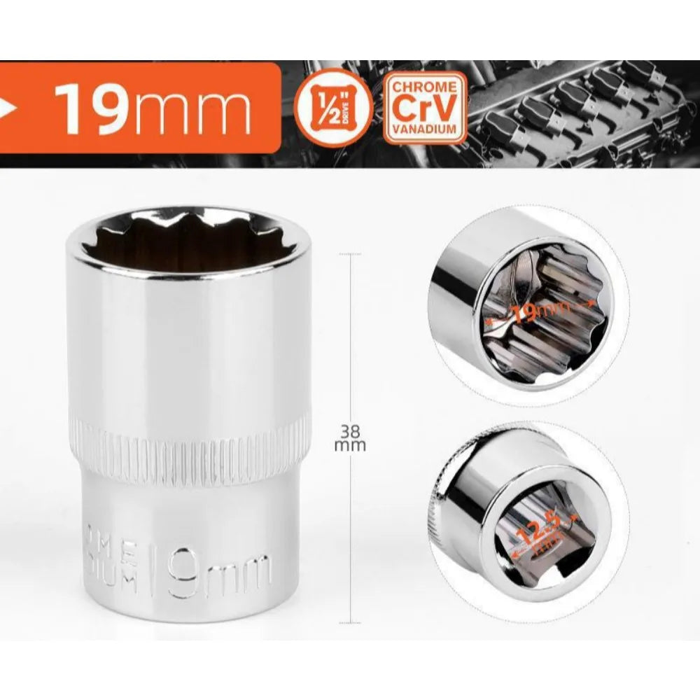 1/2 Zoll Vierkantantrieb 12-Punkt Steckschlüssel für Ratschenschlüssel 8-32mm
