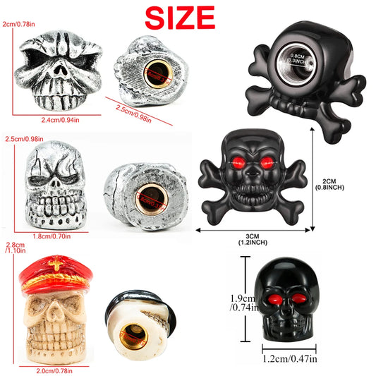 4er Set Totenkopf Ventilkappen Universal Staubdichte Reifenventilkappen