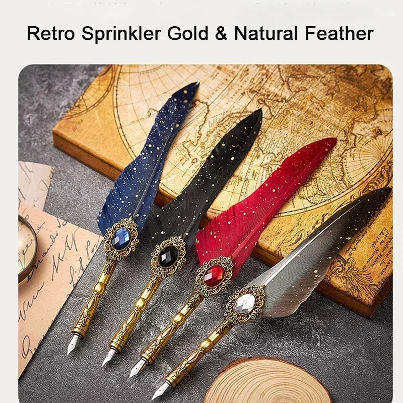 Klassisches Feder Füllfederhalter Set mit Tinte in Geschenkbox