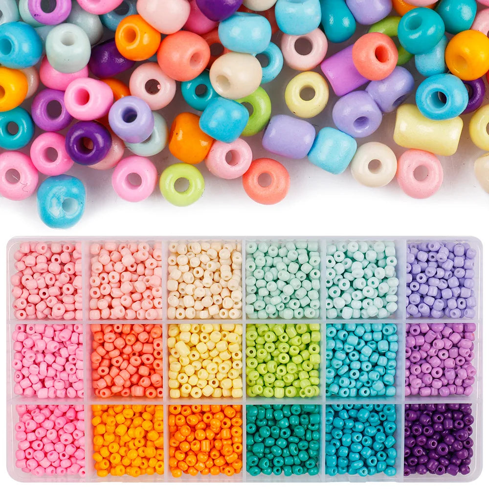 18 Farben 4mm Glasperlen Sets für DIY Schmuck Freundschaft Armbänder