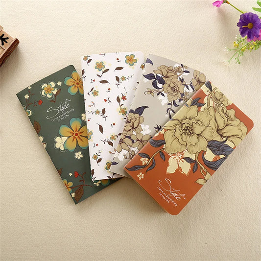 4er Set Vintage Notizbücher A6 Blanko 17x9cm für Notizen Skizzen