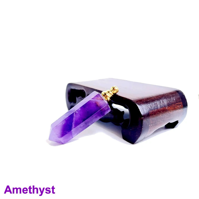 Unregelmäßige Naturstein Parfümflasche Anhänger – Amethyst Tigerauge Öl Diffusor