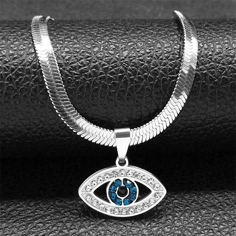 Eleganter Kristall Choker mit Evil Eye Design aus Edelstahl