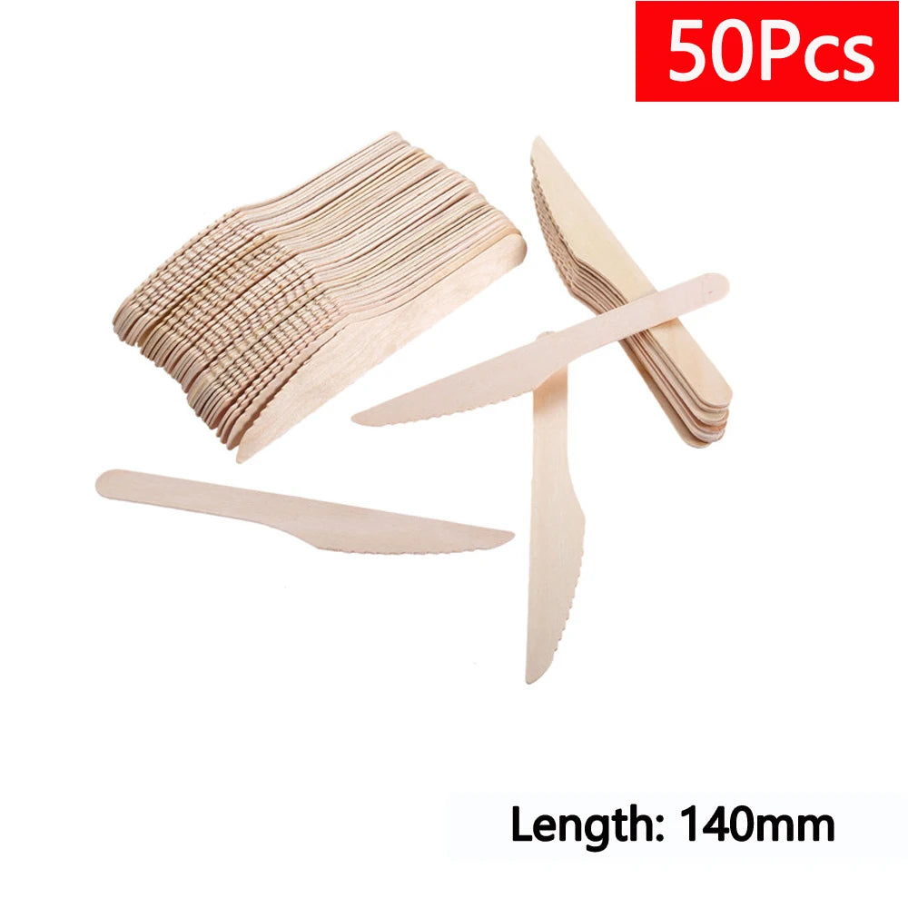 Einweg-Holzbesteck 16 cm 10/150/500 Stück Gabel Löffel Messer Set