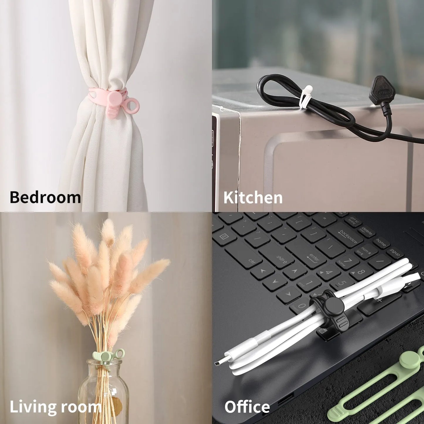 Flexible Silikon Kabelbinder für Ordnung Zuhause, Büro - Reisen