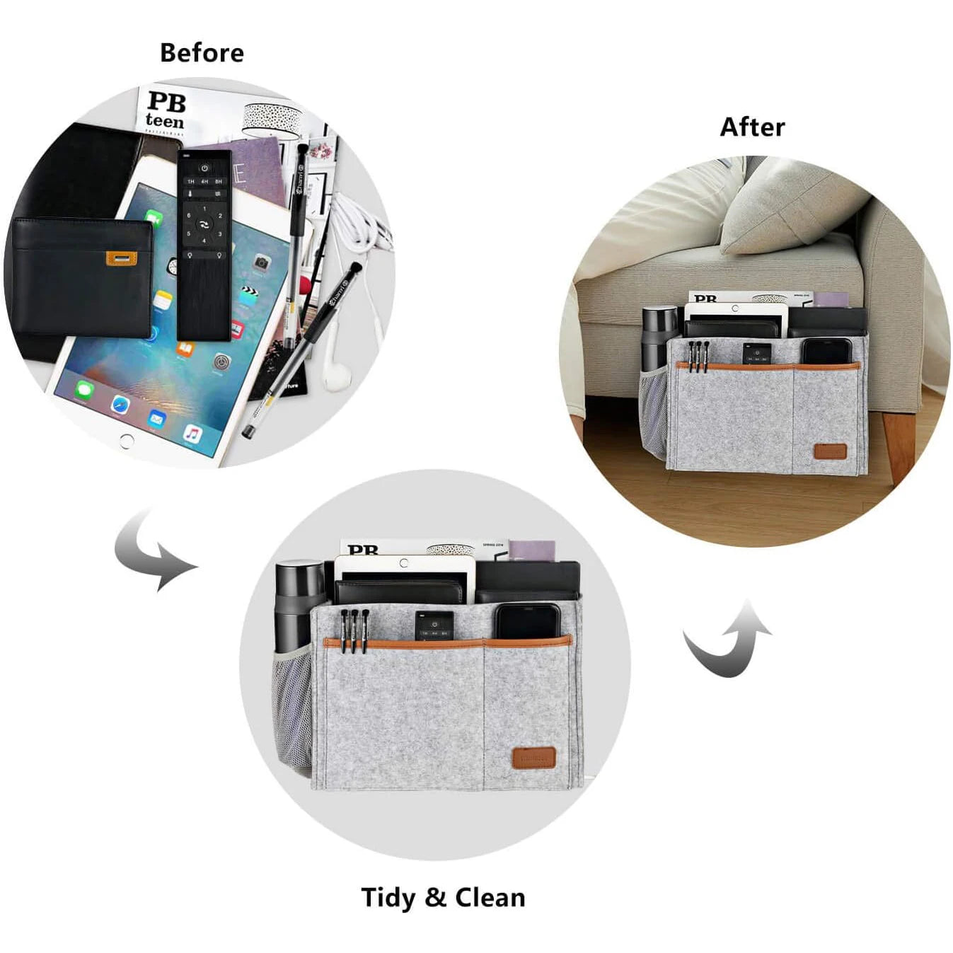 Praktischer Filz-Bett-Aufbewahrungsorganisator mit 5 Taschen