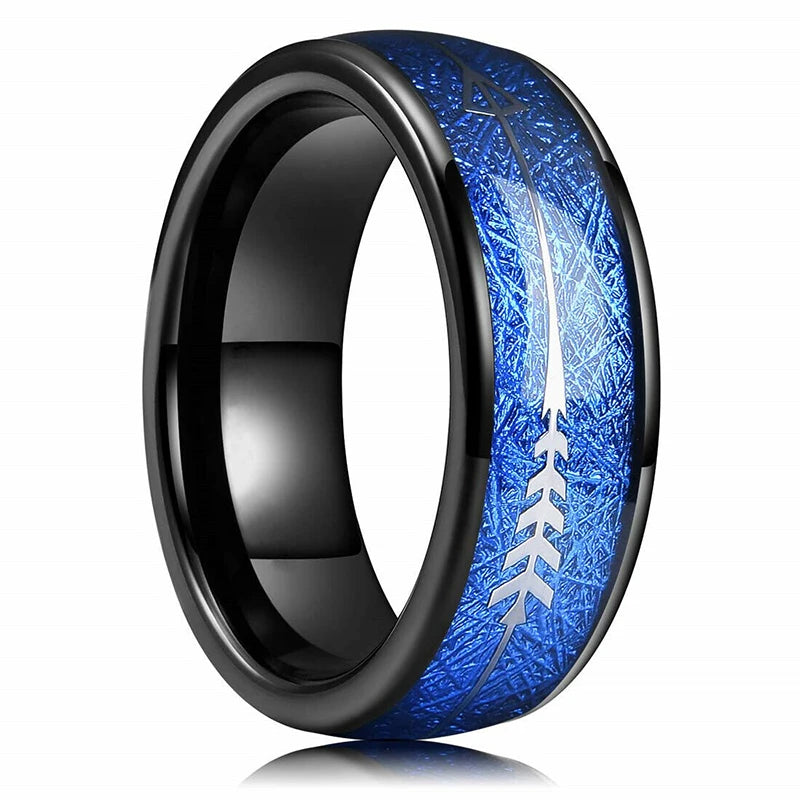 Elegante Herren Edelstahlring 8mm mit Bernstein Inlay